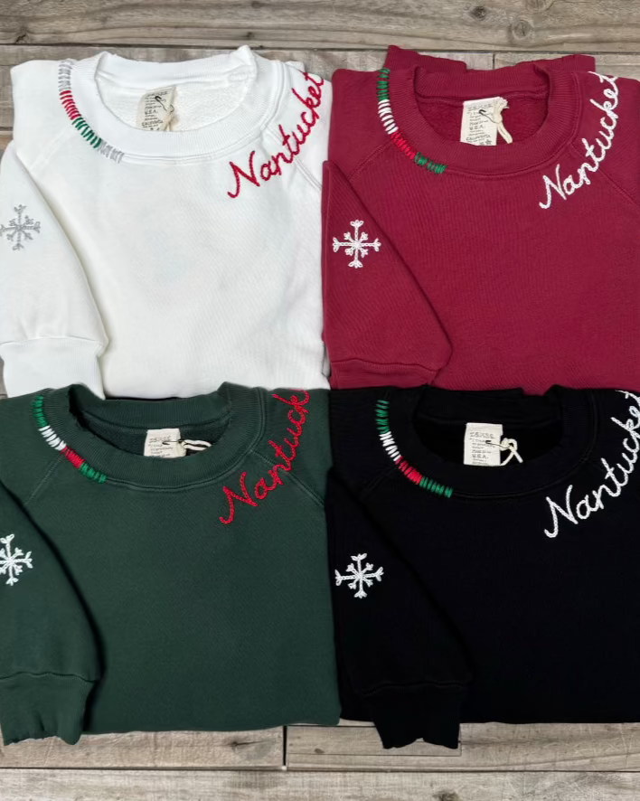 Nantucket Stroll Sweatshirt with Snowflake Sleeve