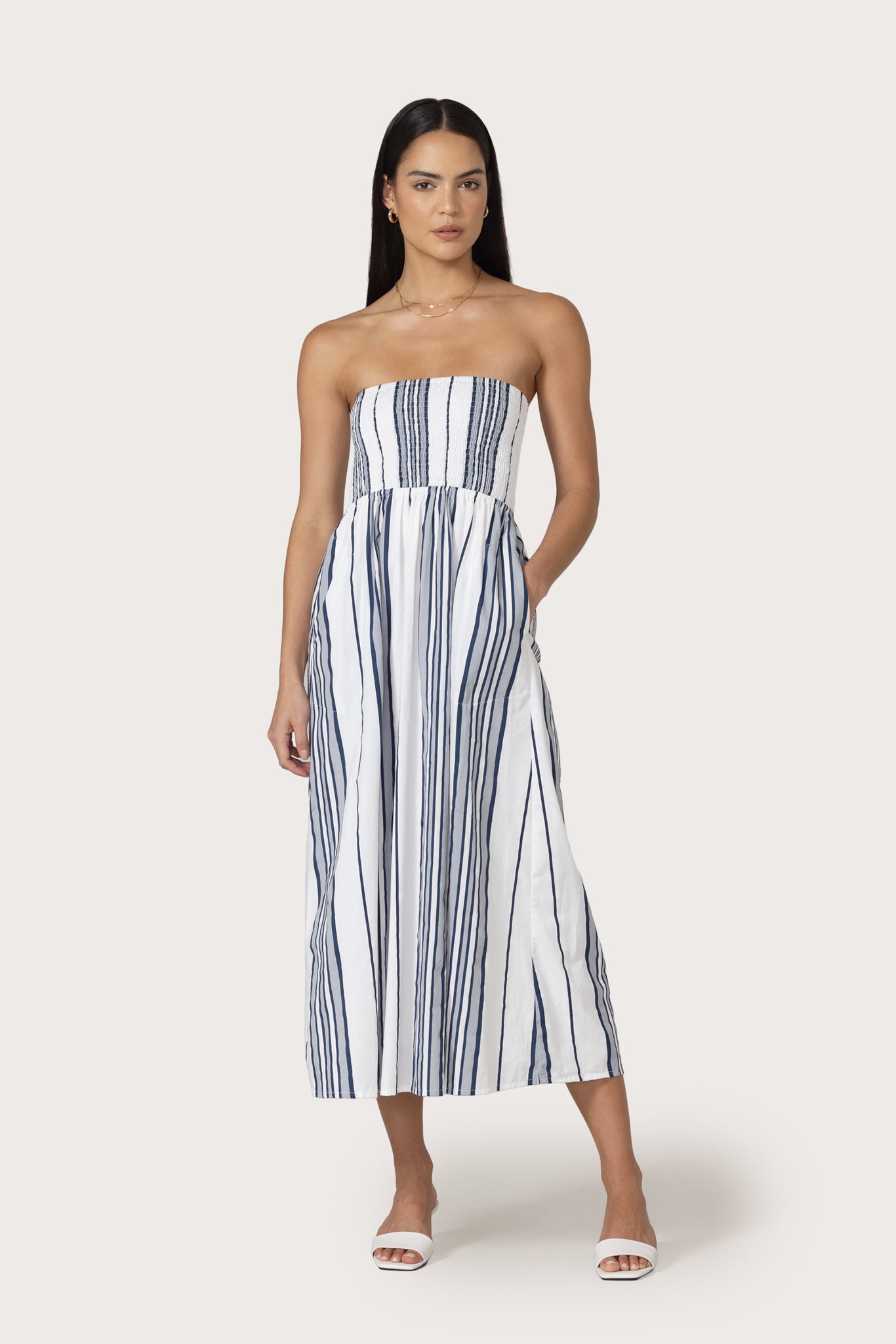 Dion Poplin Dress - Shadow Stripe
