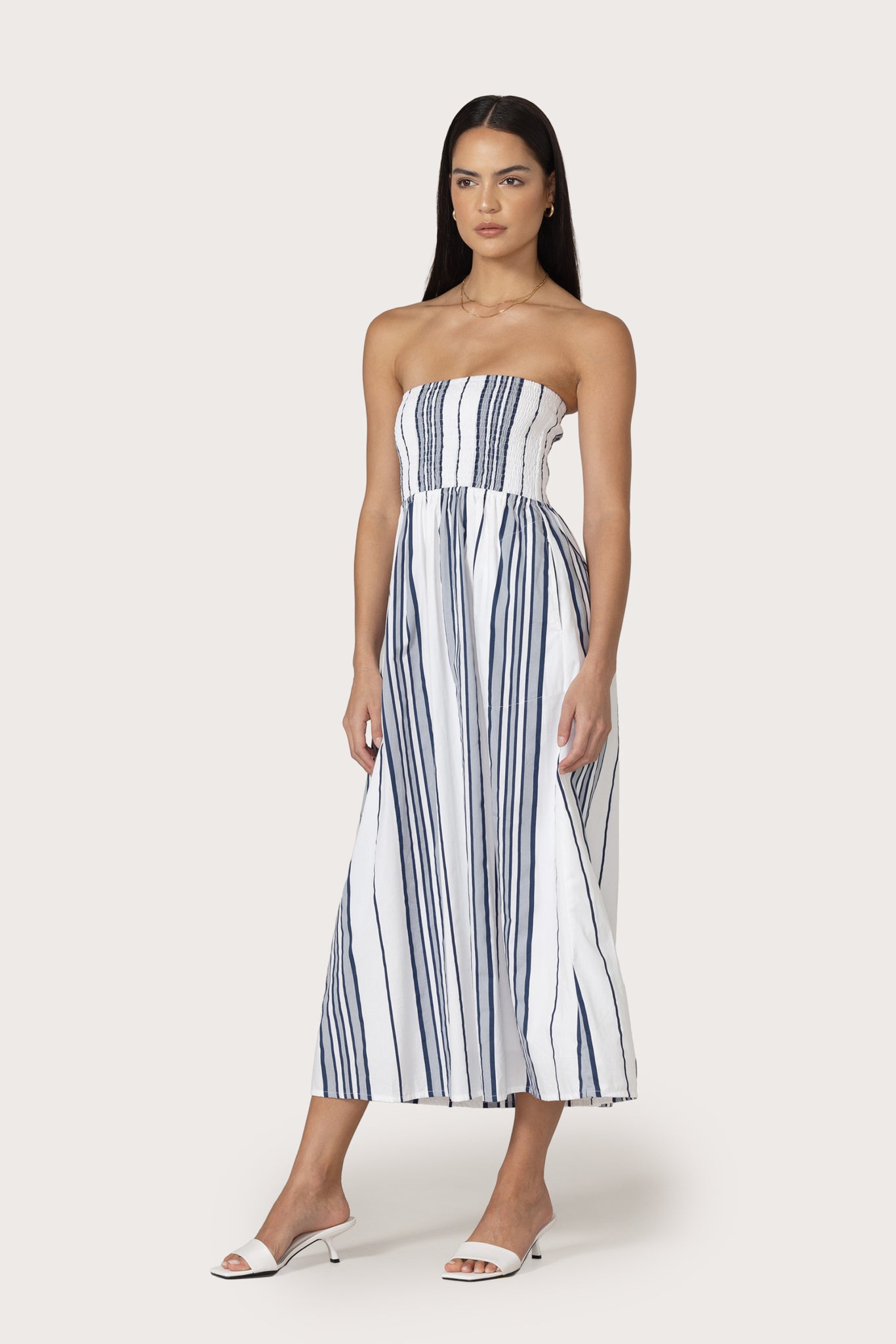 Dion Poplin Dress - Shadow Stripe