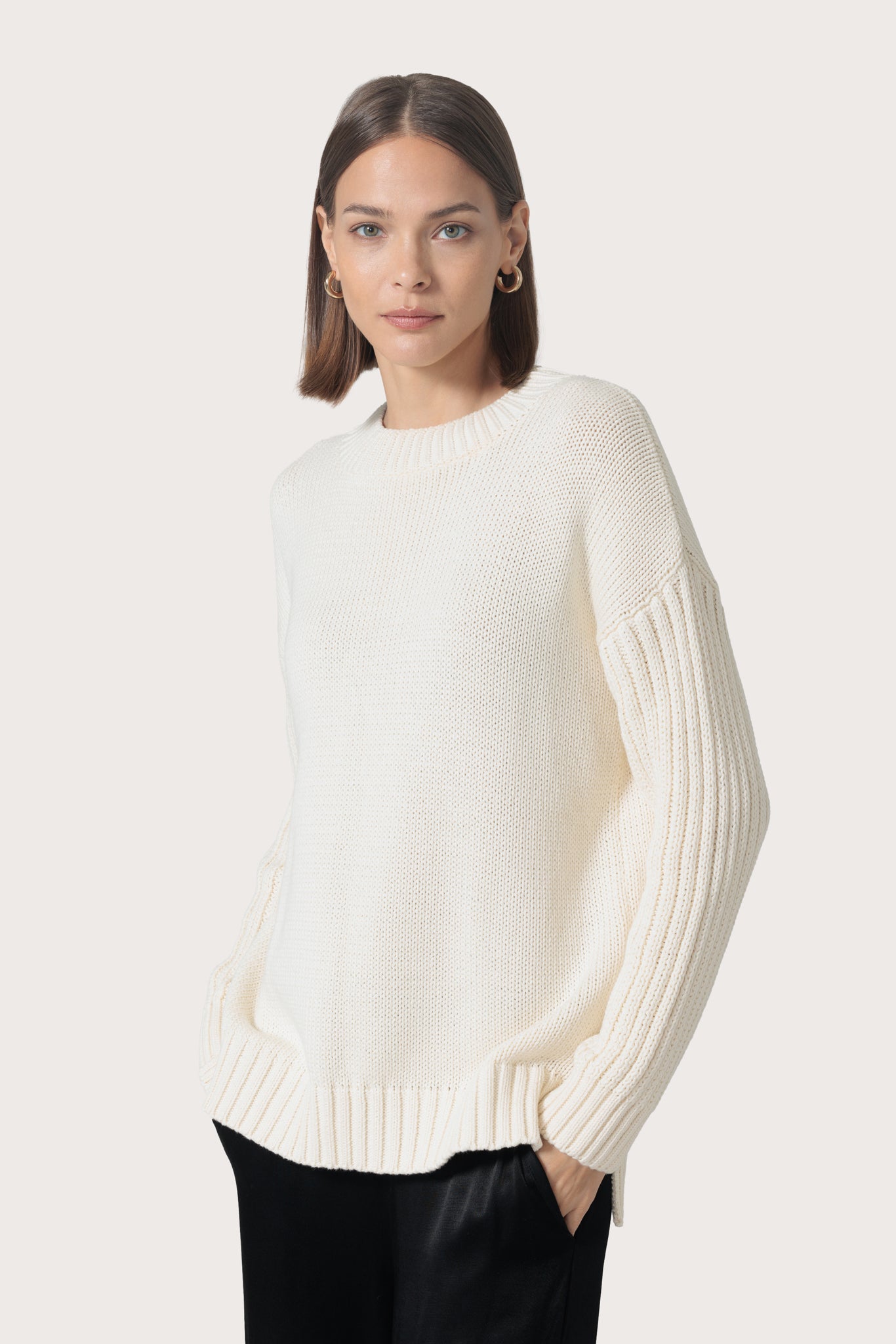 Ribbed sweater- Cream
