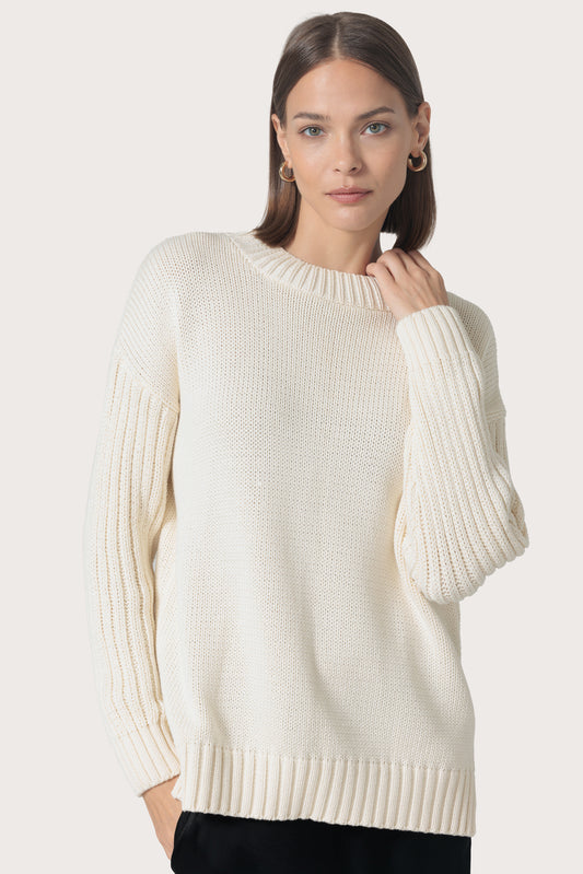 Ribbed sweater- Cream