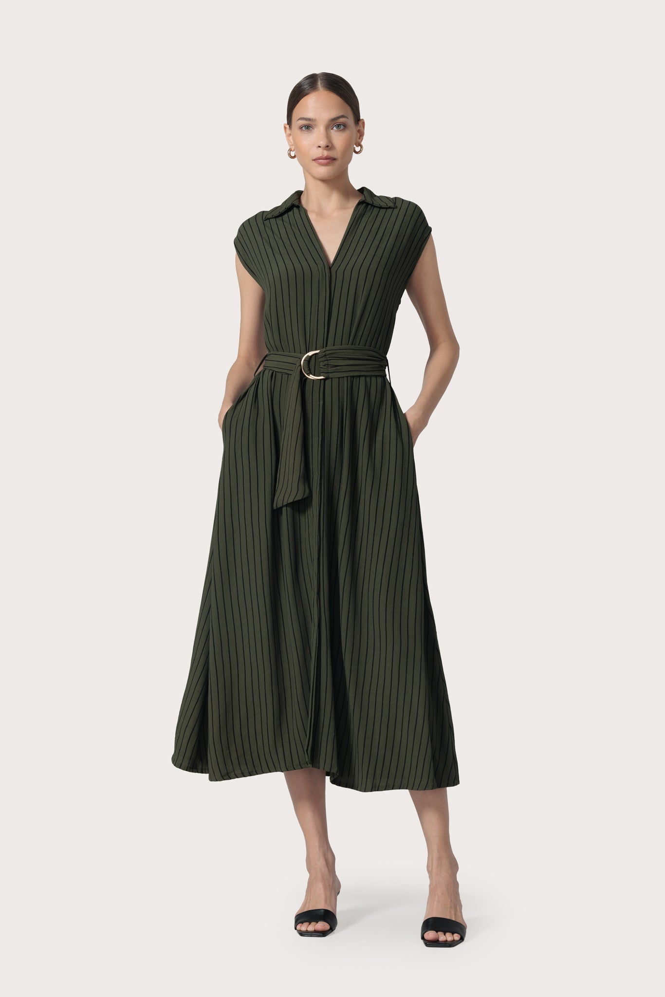white christmas dresses Chloe Belted Shirt Dress- Classic Stripe