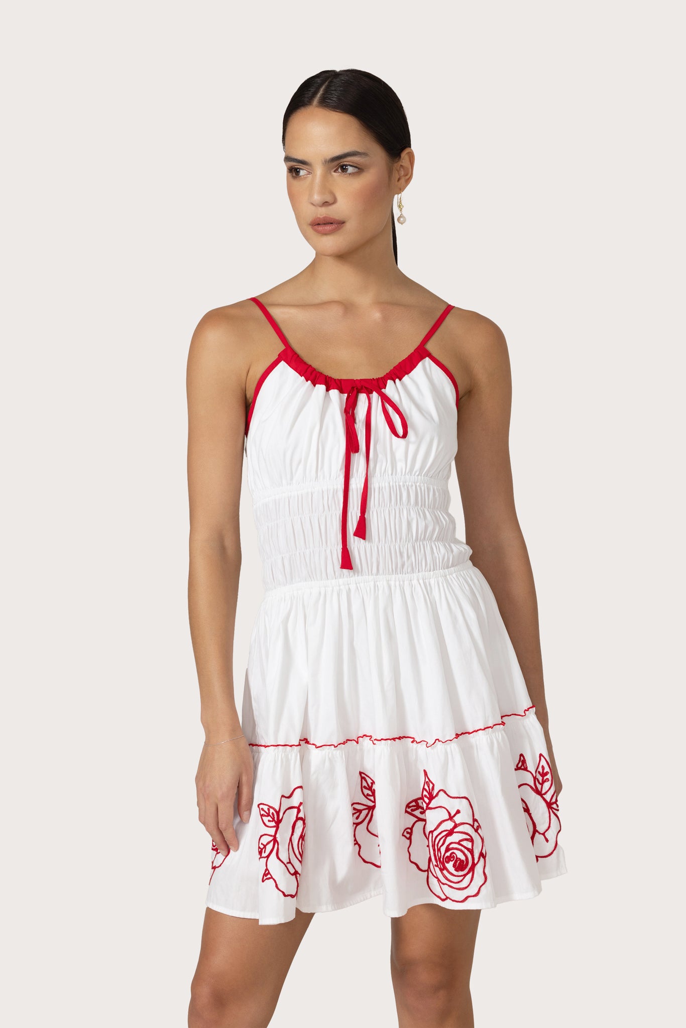 Rosa Mini Embroidered Poplin Dress - Cleo Embroidery
