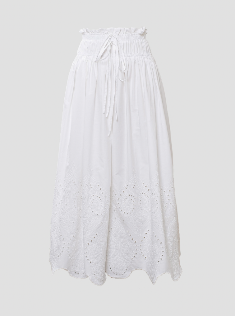 Forever 21 White Eyelet Midi Skirt Pale Pink Eyelet Balletcore
