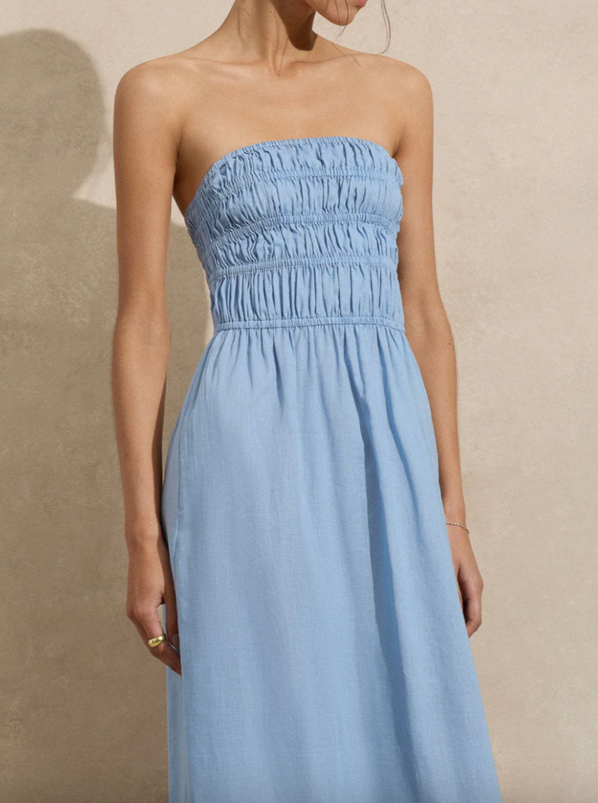 Strapless Ruched Maxi Dress