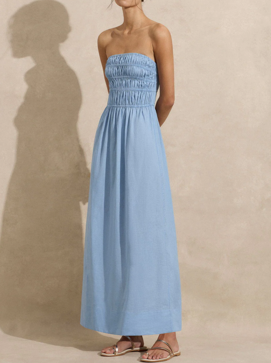 Strapless Ruched Maxi Dress