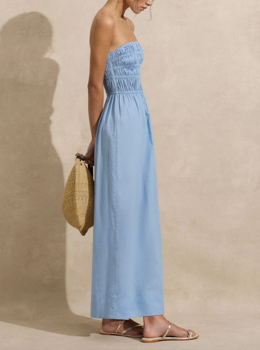 Strapless Ruched Maxi Dress