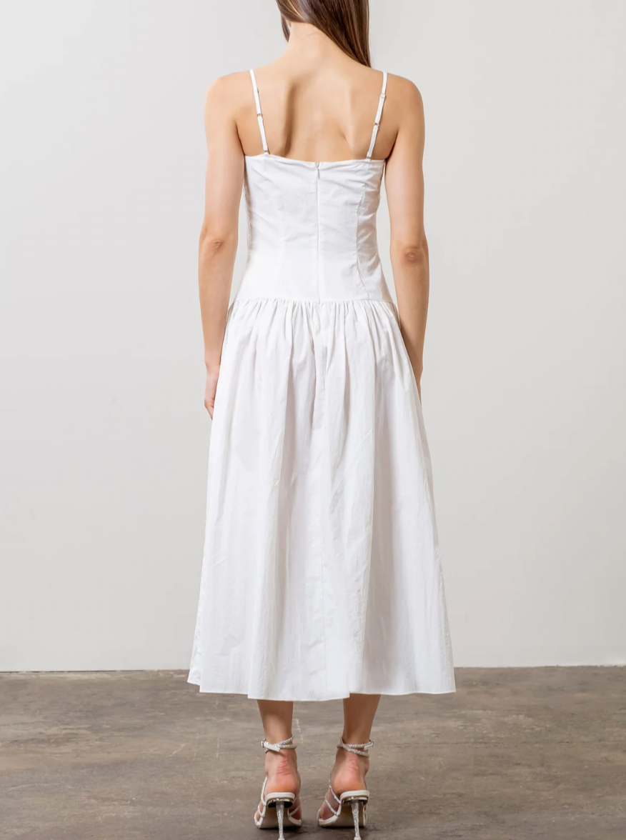 Sleeveless Shirred Midi Dress