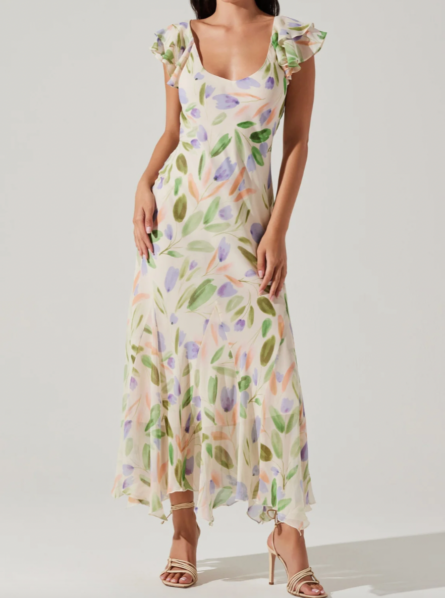Wisteria Flutter Sleeve Maxi Dress Salt Boutique Wisteria Flutter Sleeve Maxi Dress Salt Boutique