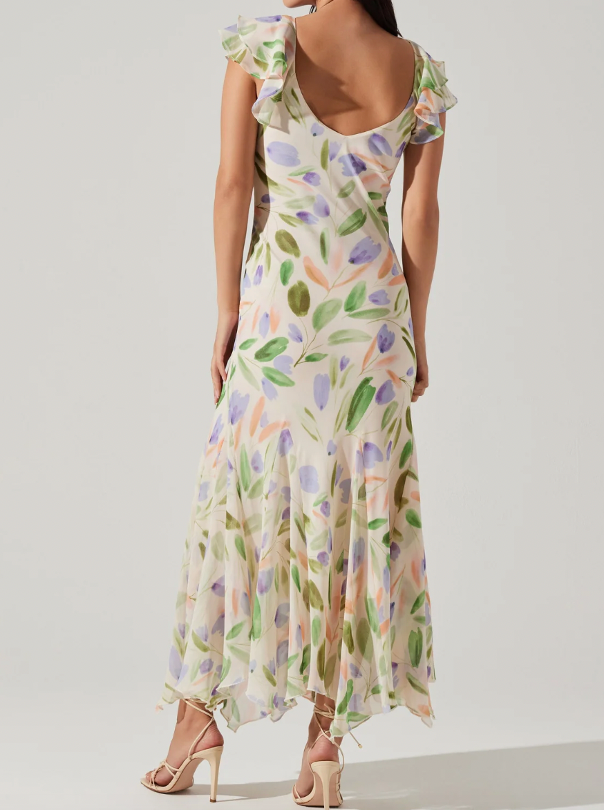 Wisteria Flutter Sleeve Maxi Dress