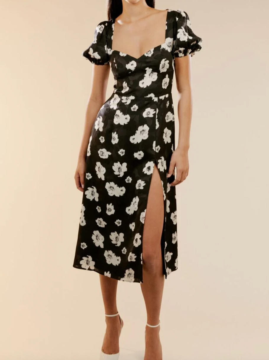 Gillian Midi Dress - Black Floral | Salt Nantucket Salt Boutique Gillian Midi Dress - Black Floral | Salt Nantucket Salt Boutique