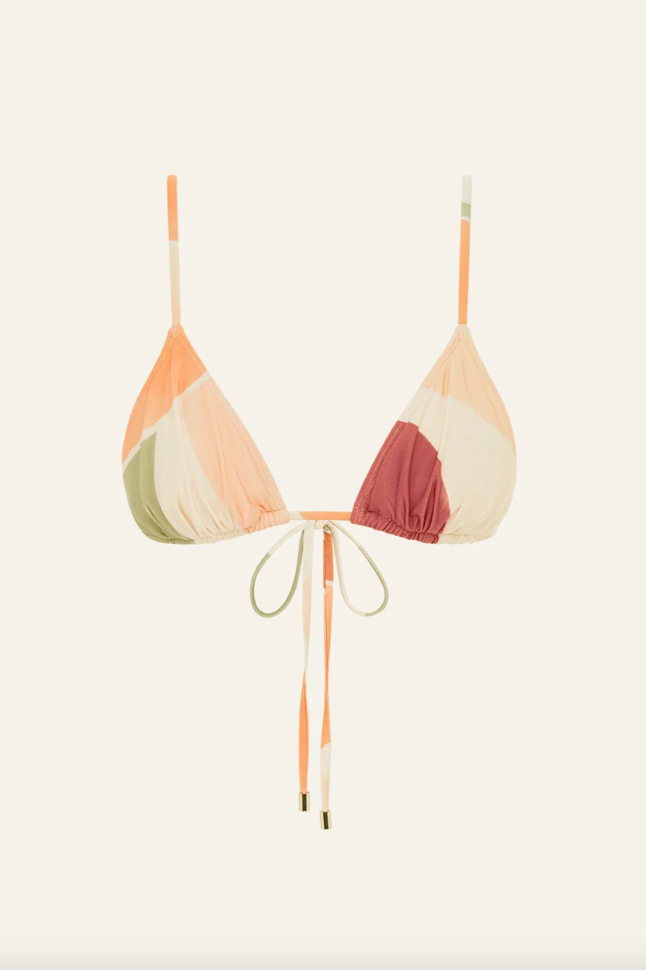 Ruched String Tri Bikini Top
