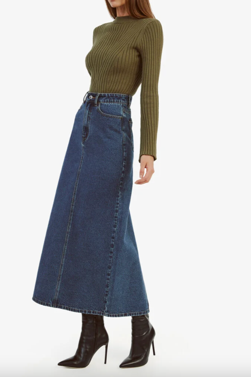 Evianna Denim Maxi Skirt