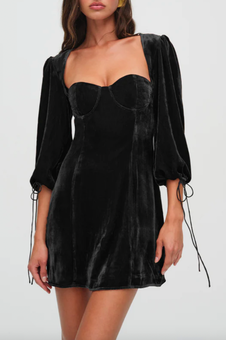 For Love & Lemons Nadine Velvet Bustier Dress Noir S For Love & Lemons Nadine Velvet Bustier Dress Noir S