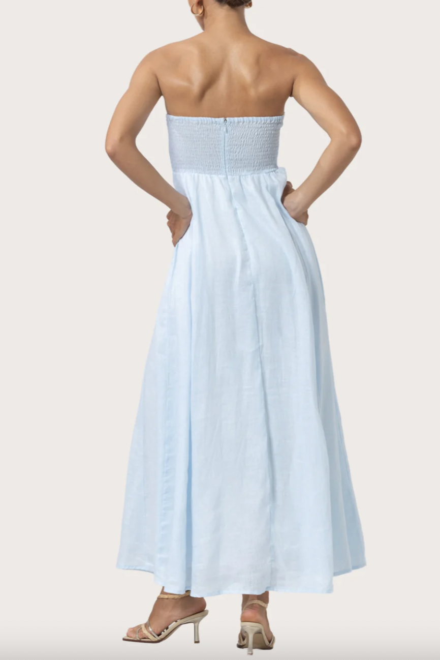 Talia Linen Pintuck Maxi Dress