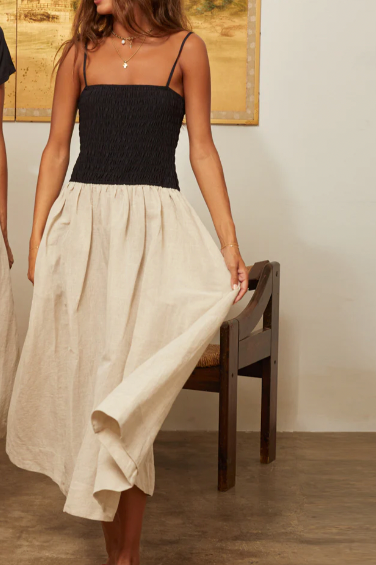 Mael Oatmeal Linen Dress