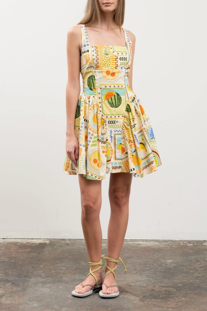 Fruit Tile Corset Mini Dress