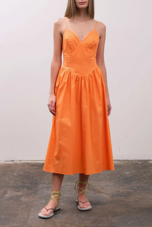 V-Neck Spaghetti Strap Midi Dress