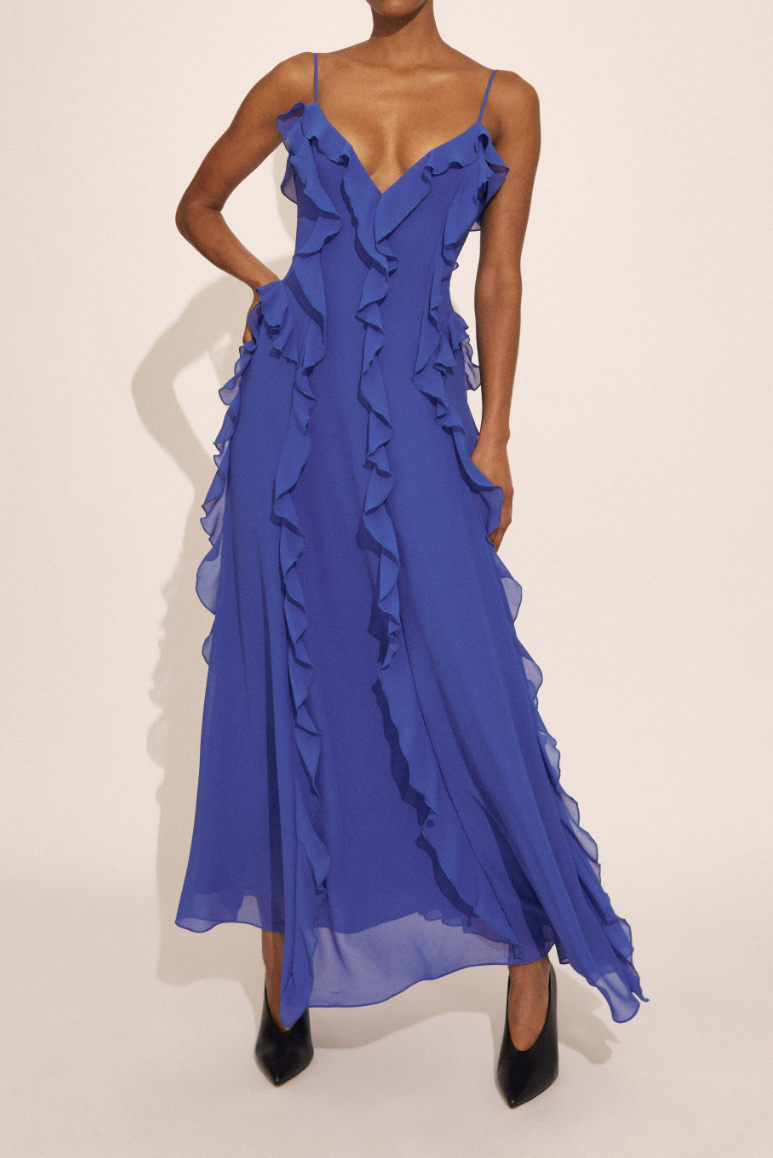 Veris Ruffle Maxi Dress - Electric Blue | Salt Nantucket Salt Boutique Veris Ruffle Maxi Dress - Electric Blue | Salt Nantucket Salt Boutique