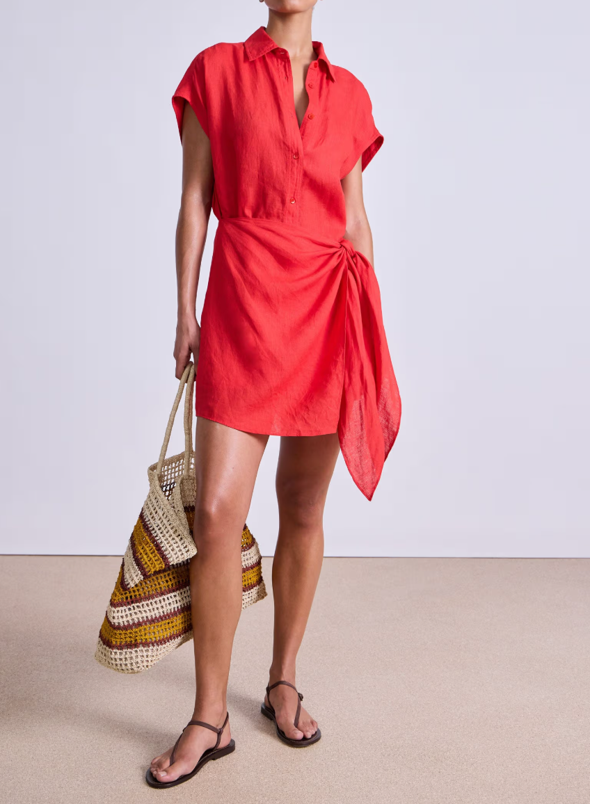poppy red dress San Vito Sarong Mini Dress - Poppy Red