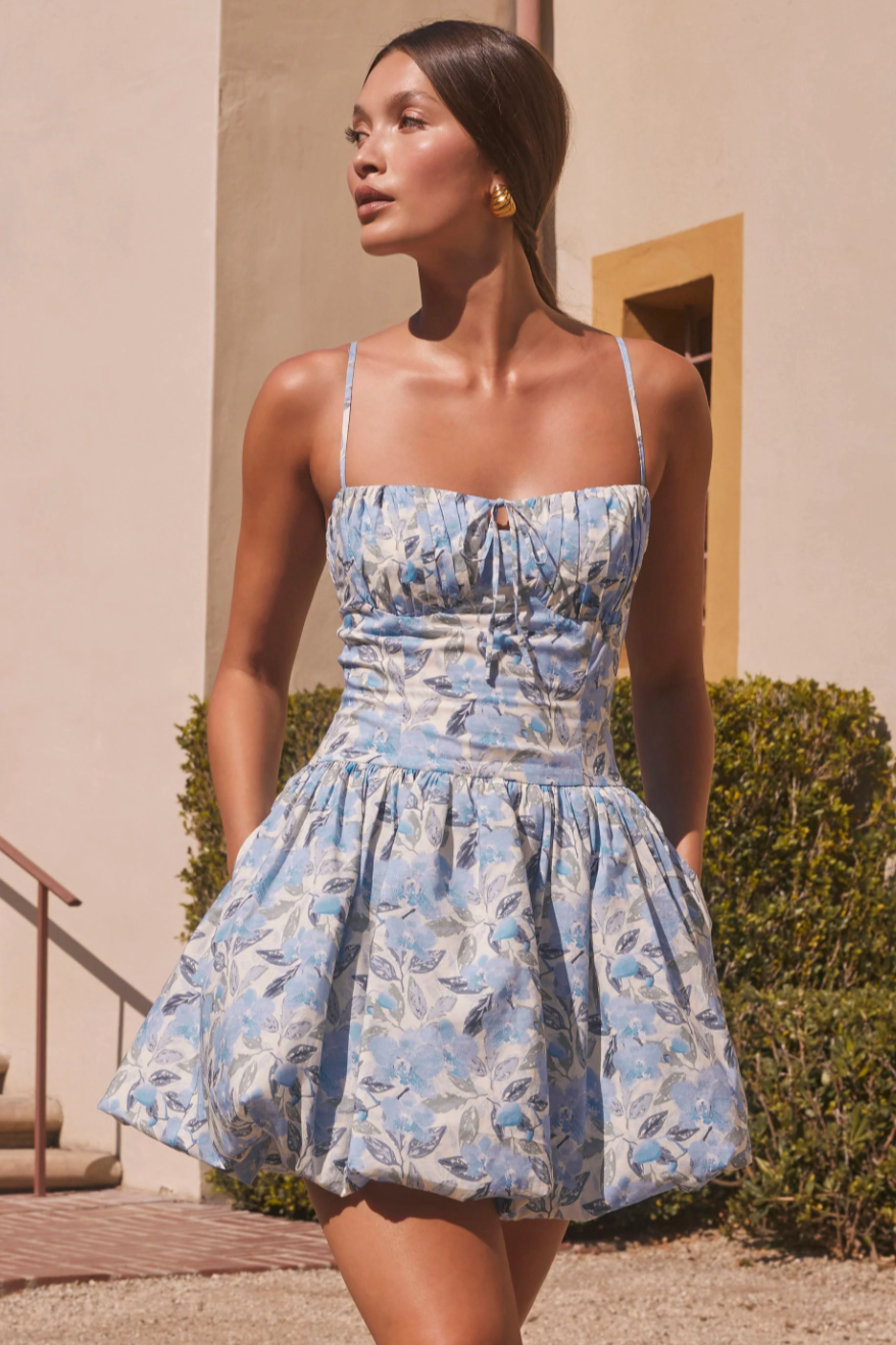 ASTR the Label Larissa Dress - Blue Floral ASTR the Label Larissa Dress - Blue Floral