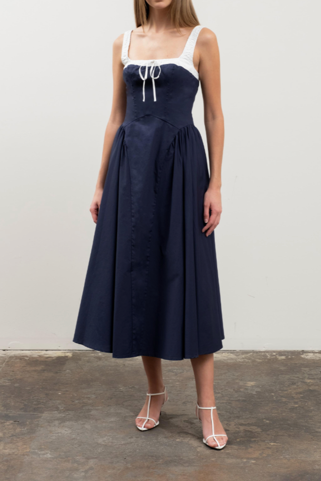 elastic midi dress Summer Dress| Still Tide Teal Midi Dress - Green