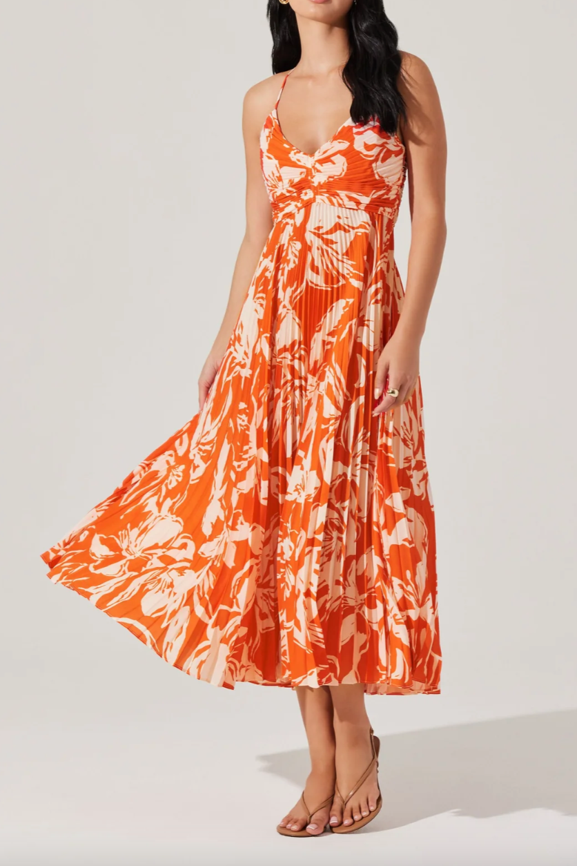 Blythe Floral Plisse Midi Dress