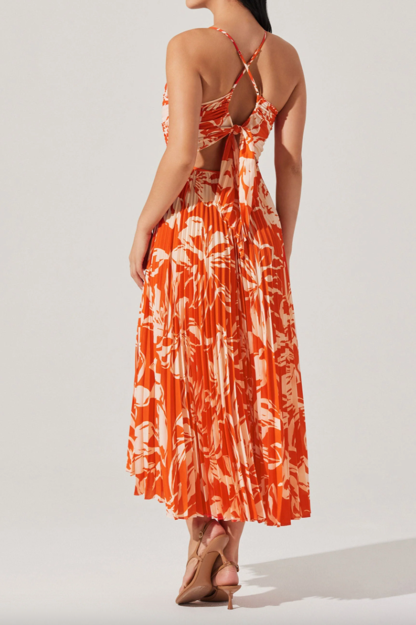 Blythe Floral Plisse Midi Dress
