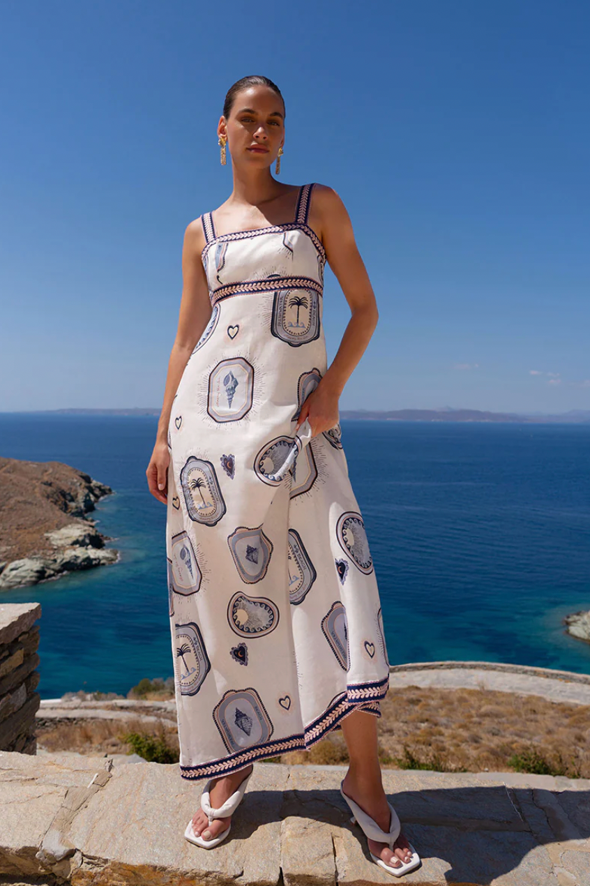 navy and cream maxi dress Petal and Pup Women's Laurent Midi Dress
