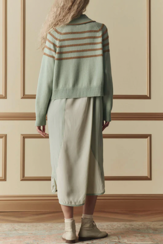 The Scholar Cardigan w/ Crochet Stripes