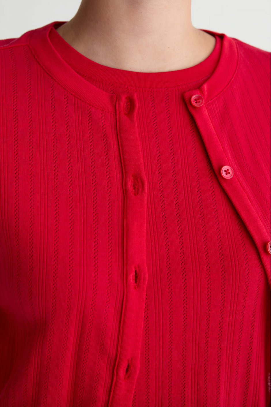 Edden Fitted Pointelle Sweater Cardigan