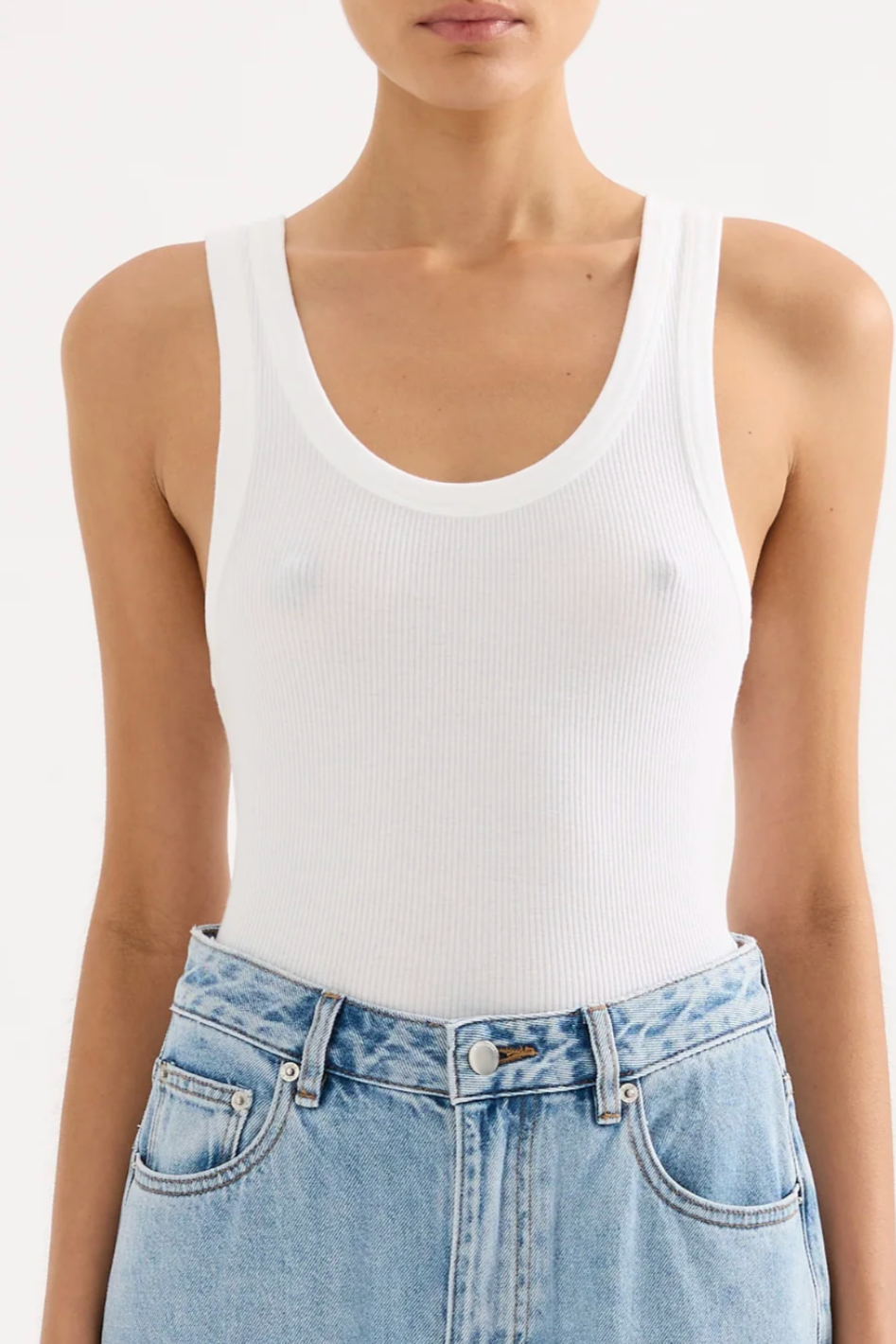 Organic Rib Singlet - White