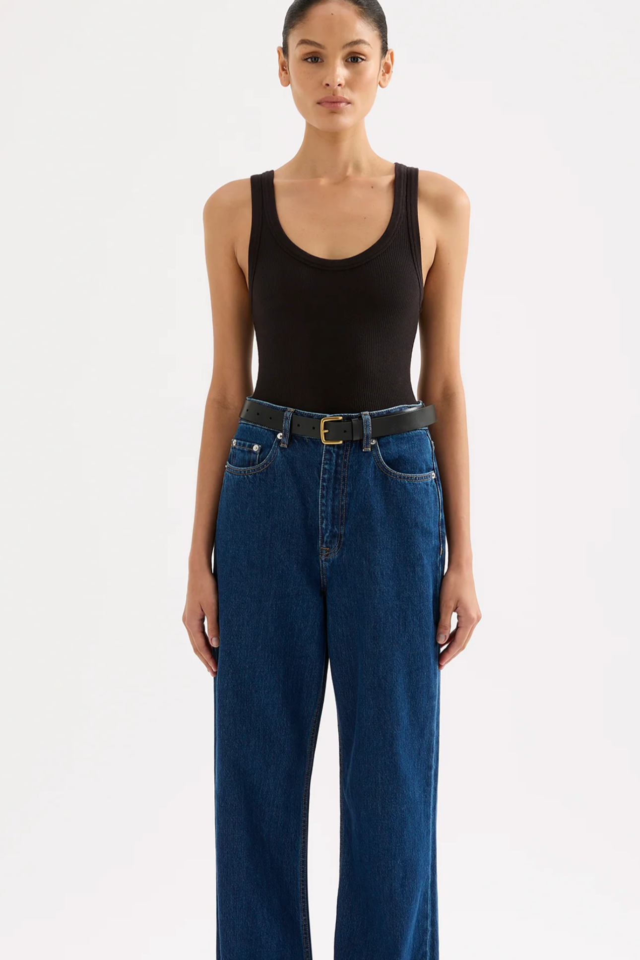 Organic Rib Singlet - Black