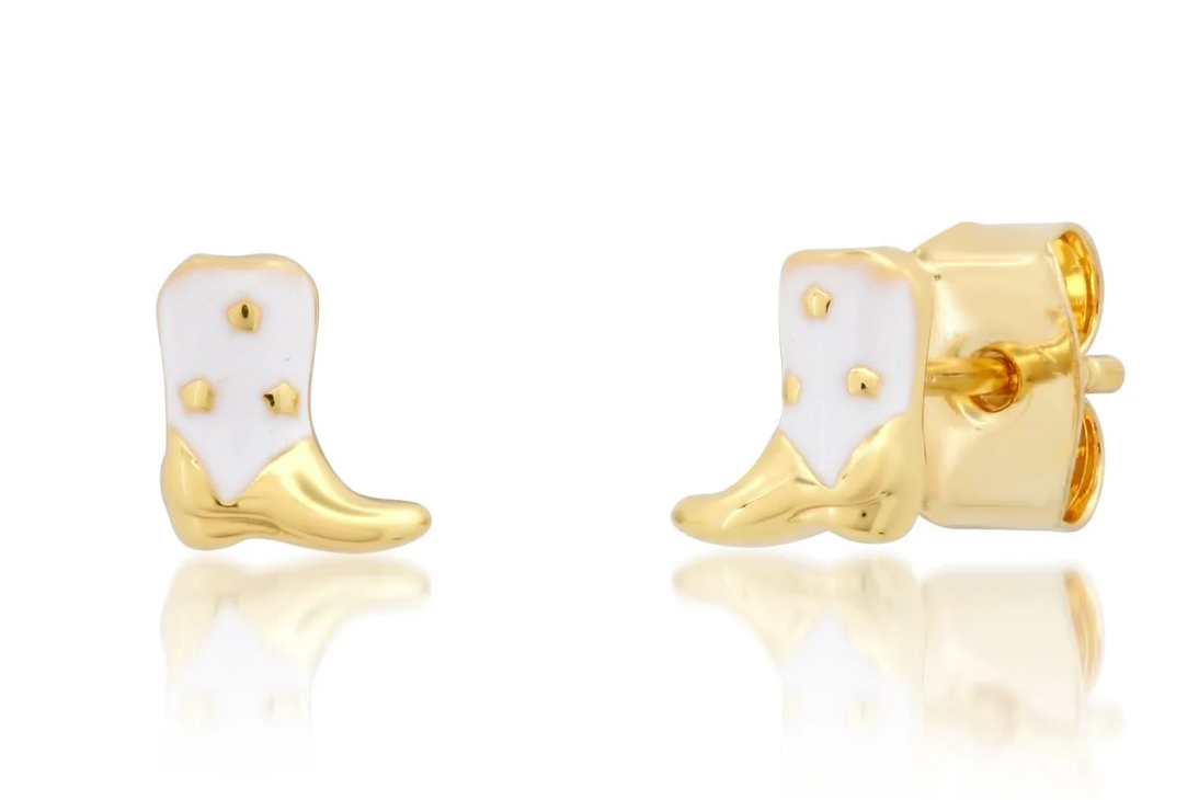 Gold Western Boot w/ White Enamel