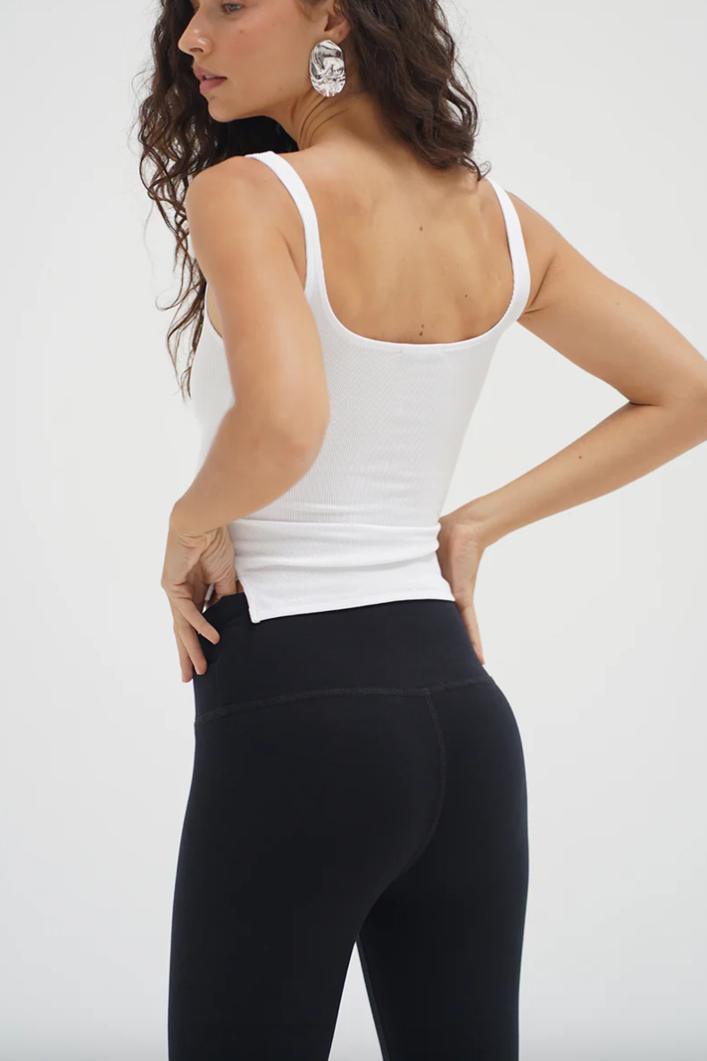 Ribbed Scoop Tank - White