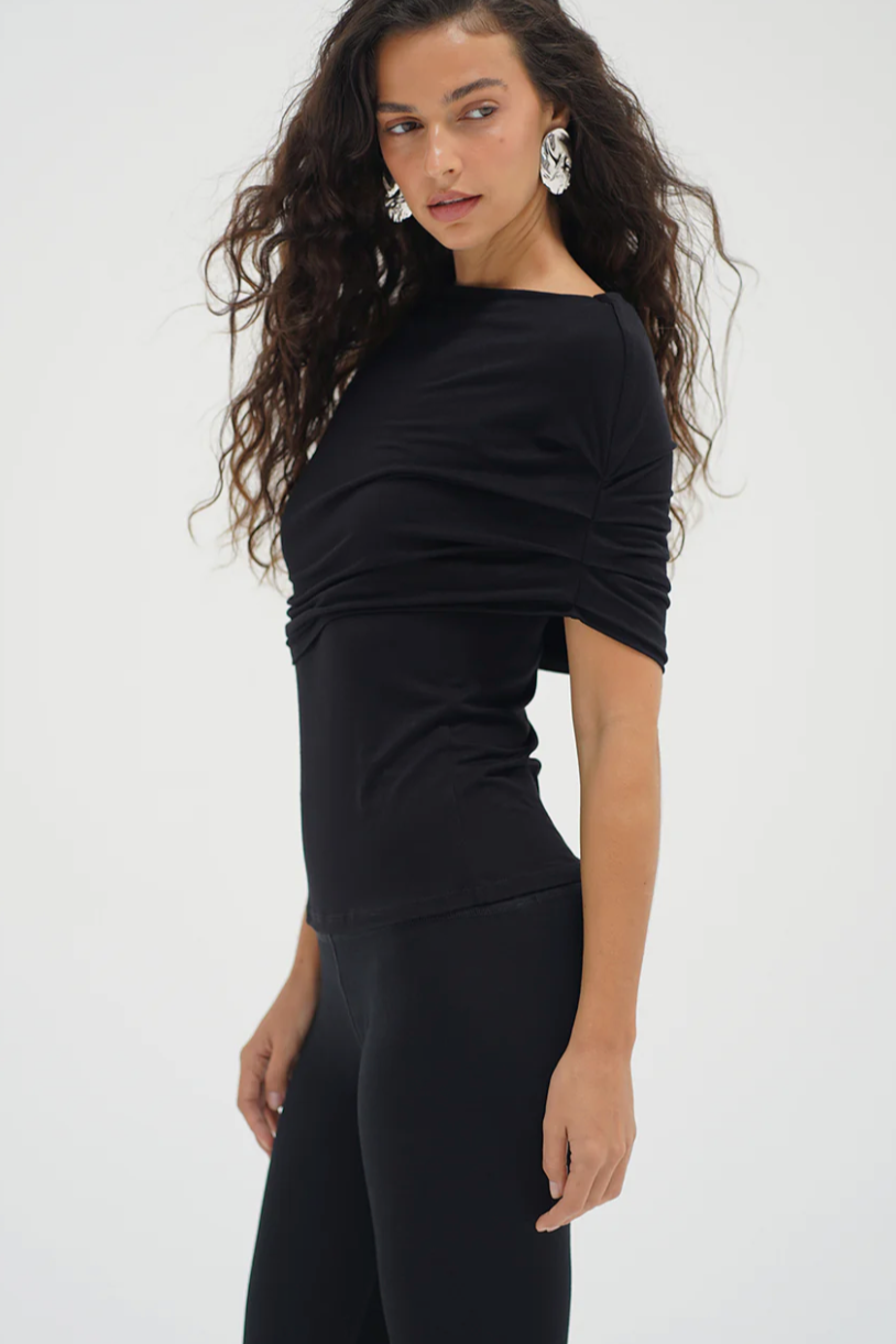 Rylie Shawl Top - Black