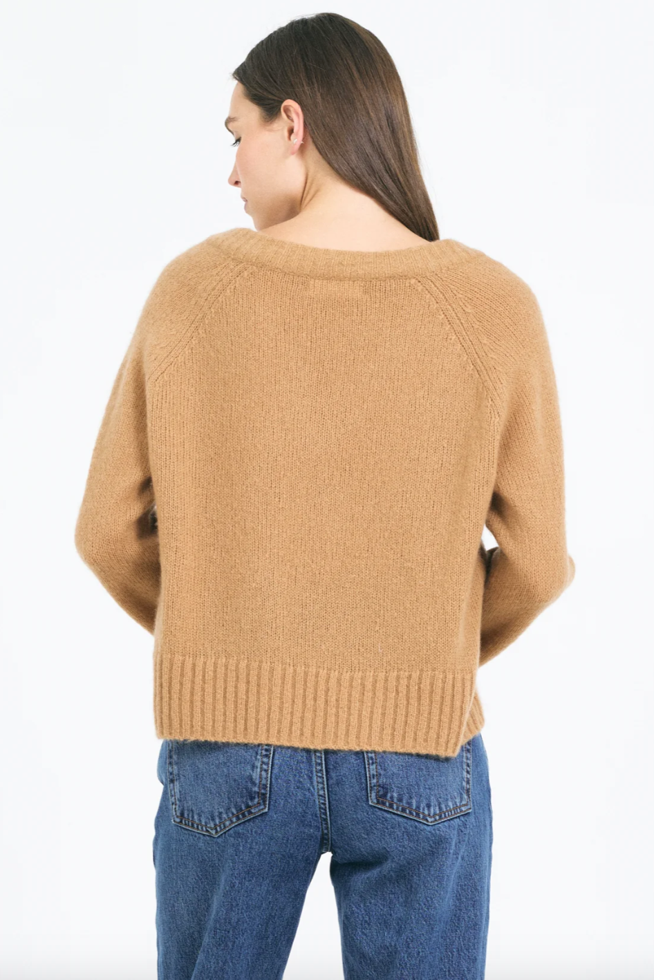 Mabel Cable V-neck Pullover - Chestnut