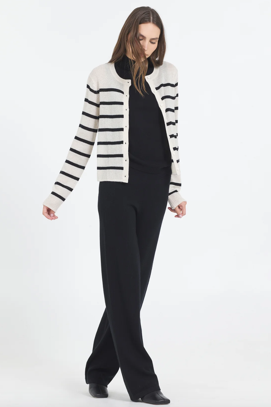 Forbes Cashmere Cardigan - Bone Combo