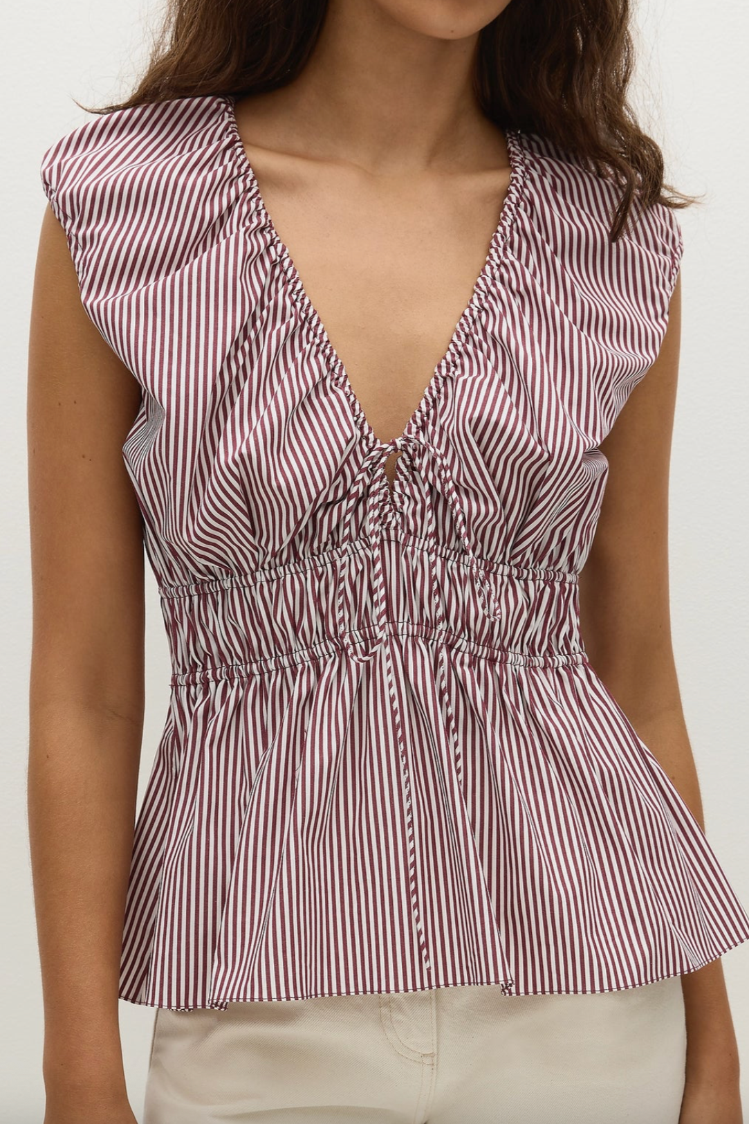 Hedda Top - Maia Stripe Burgundy