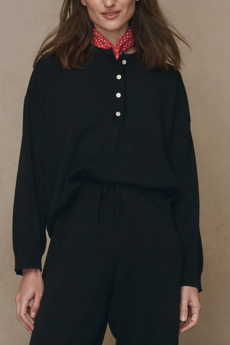 The Henley Sweater- Black | Salt Boutique