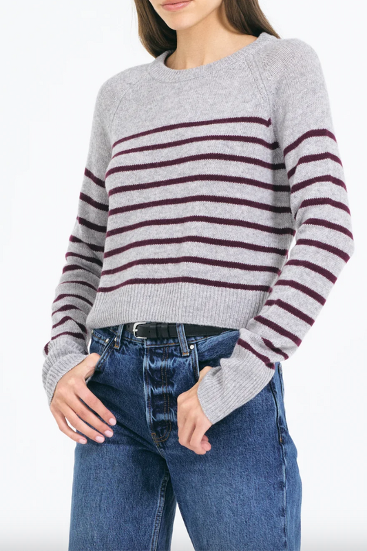 Blakely Cashmere Crewneck - Heather Grey Combo
