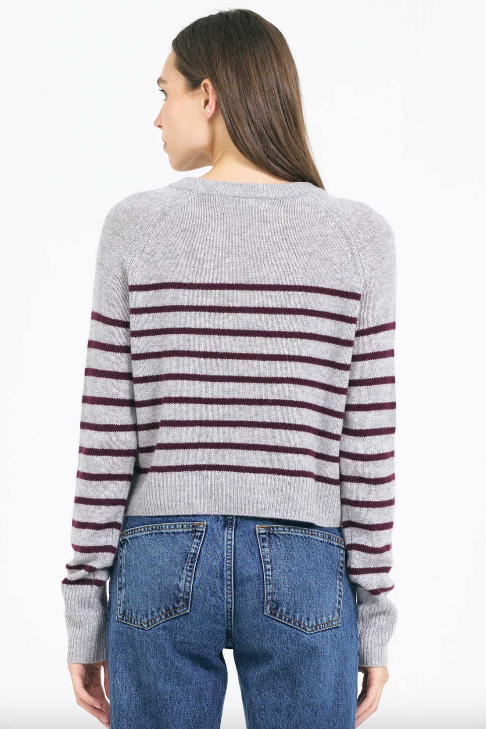 Blakely Cashmere Crewneck - Heather Grey Combo