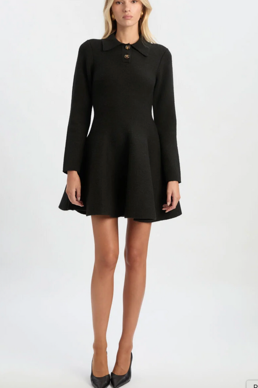 Lexter Long Sleeve Knit Dress - Black