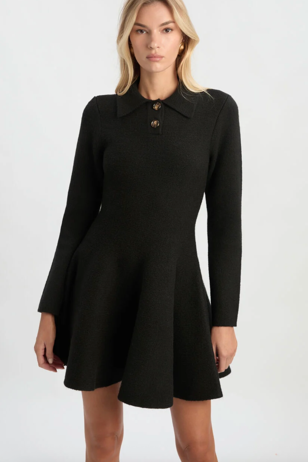Lexter Long Sleeve Knit Dress - Black