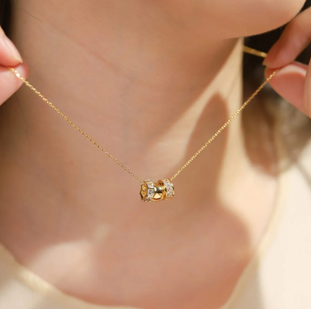 Necklace with Rondelle CZ Charms