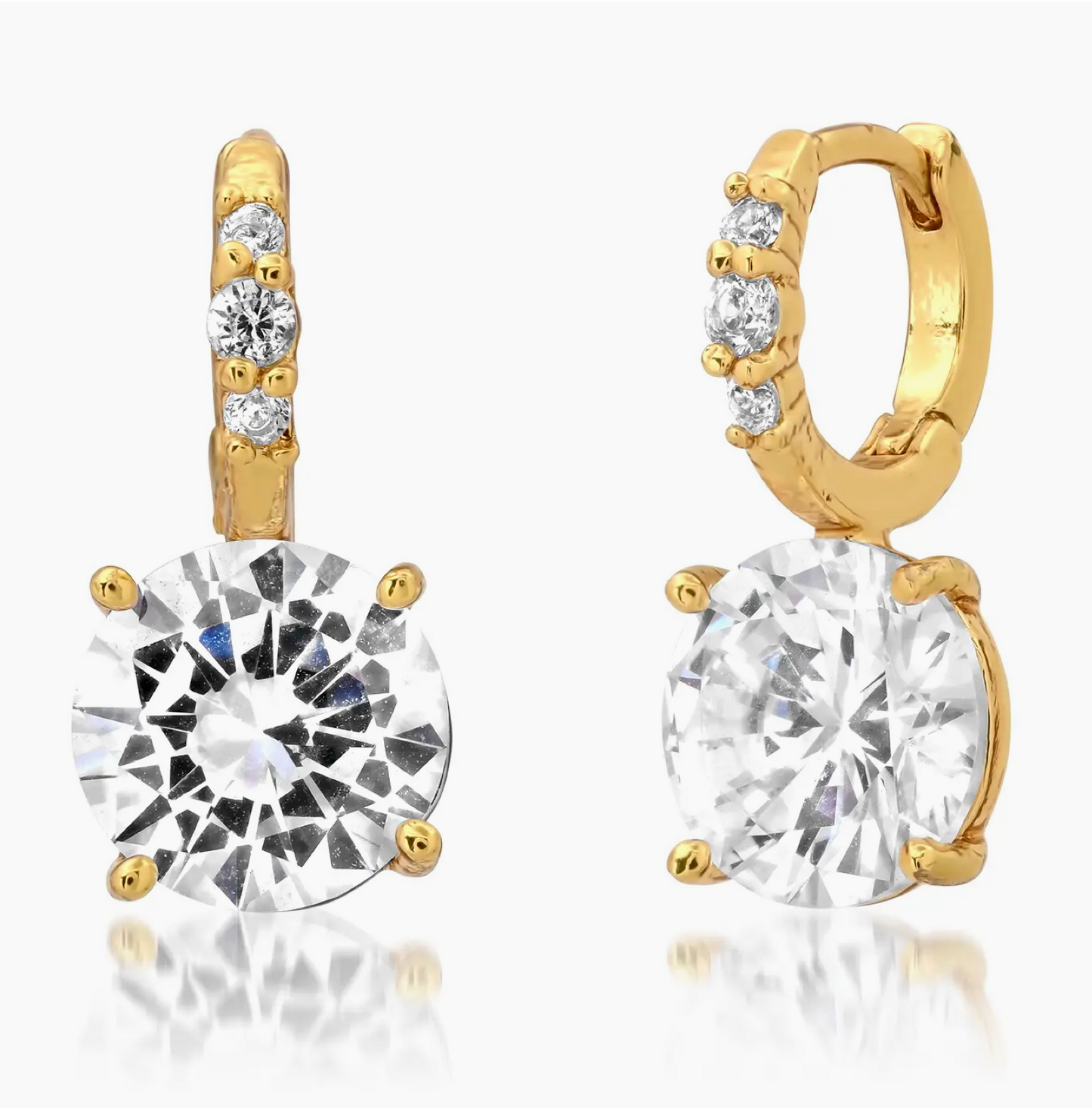 CZ huggie w Solitaire stone