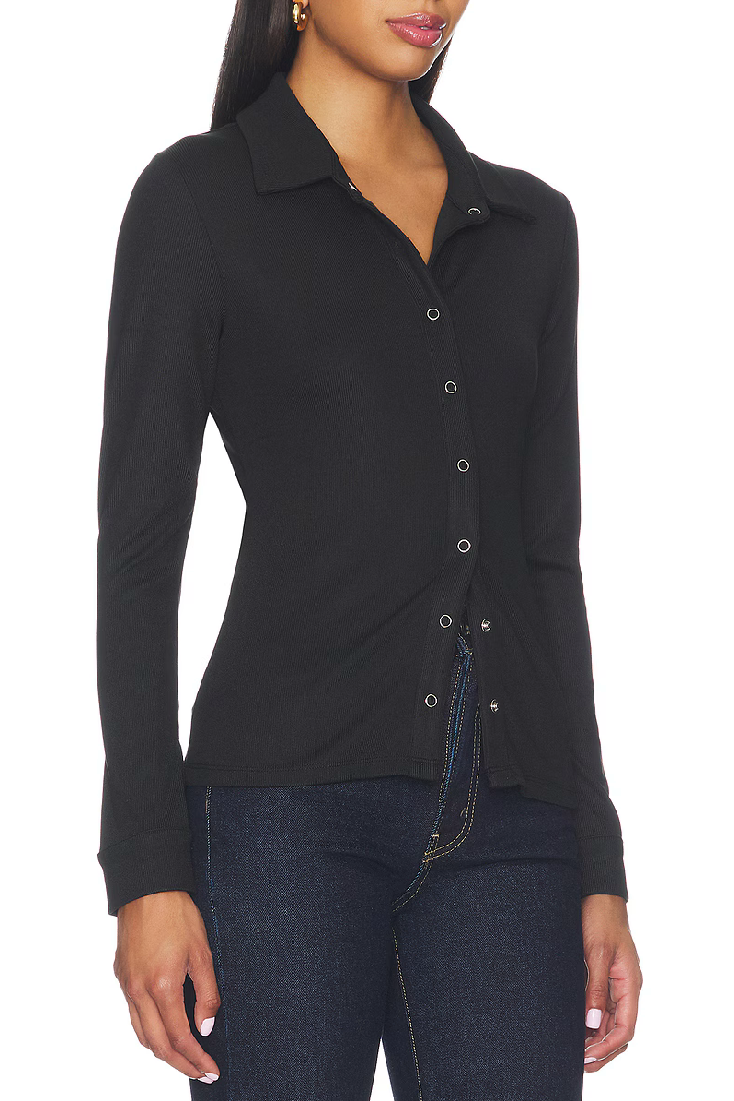 Selene Collared Top - Black