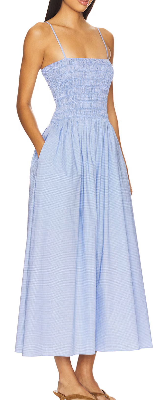 Nica Midi Dress - Soft Blue Stripe
