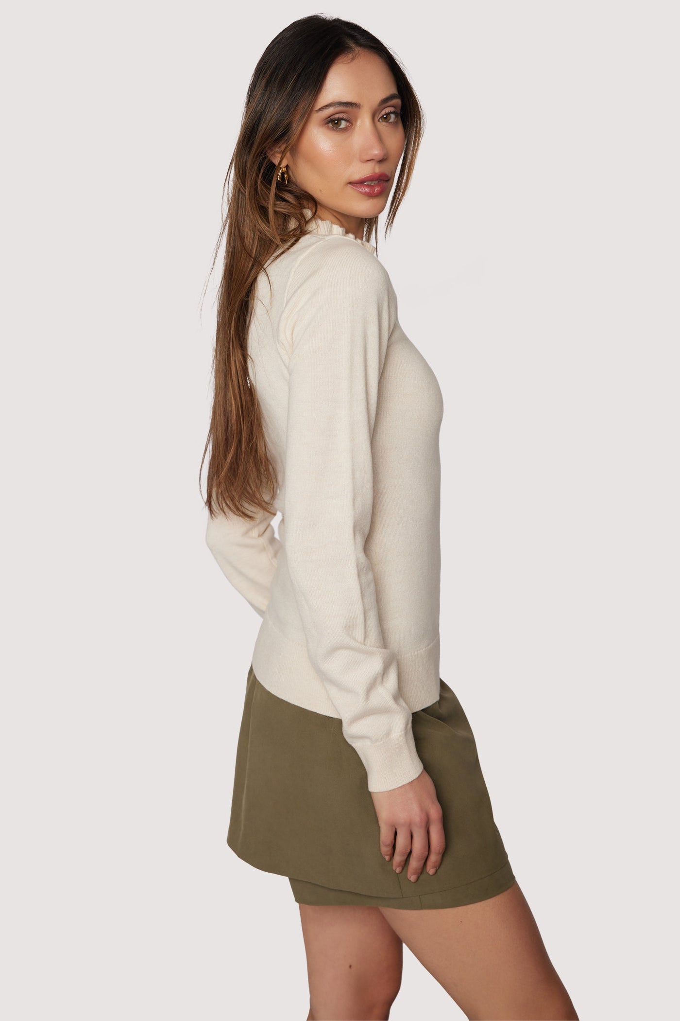 Elena Mock Neck Top - Ivory