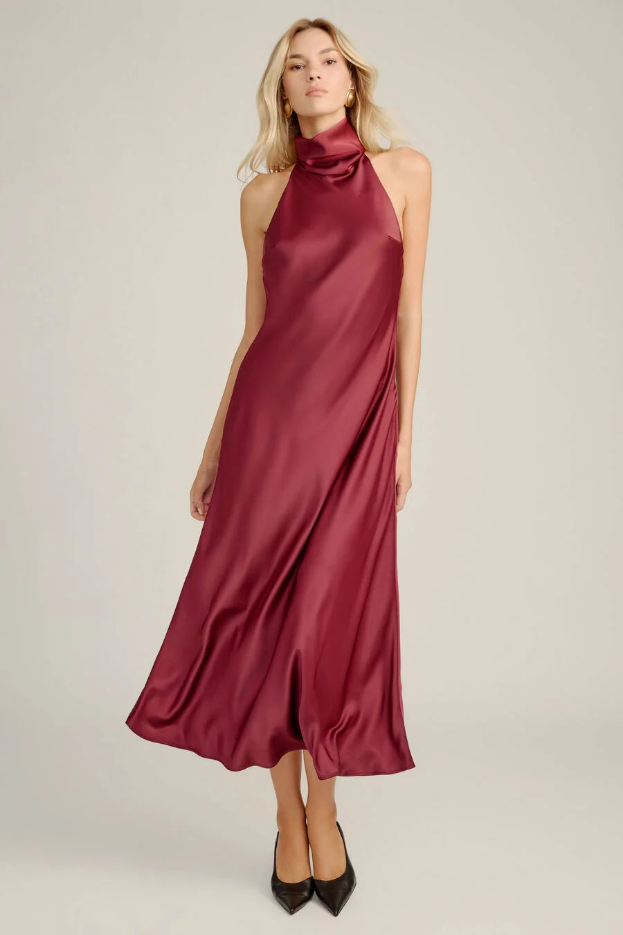 Delphina Slip Midi Dress- Deep Plum